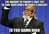 THE AMOUNT OF PARENTS THAT TRY TO TAKE UBER RIDES WITHOUT A CARSEAT ISTOO DAMN HIGH imgflip.com