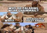 Paladins WHY DO PALADINS WEAR CHAINMAIL? WHY? BECAUSE IT'S HOLEY ARMOR MEMEHOTEP O ALNNY MEMES