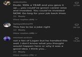 aidenhollis Dude. 100k a YEAR and you gave it 27.4K up..you could've grown career wise ..... and invested. You could’ve invested NOW. Go beg for your job back Imao 2d Reply View replies (64) ▼ Izplaywithmz111 This has to be a joke right 38.0K 2d Reply View replies (48) ▼ michael.actium not a fan of Logan but he handled this 14.6K well. I don't know what you thought would happen here or why it was a good idea. I think you... 2d Reply View replies (15) ▼