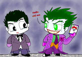 Joker meets his 1940 counterpart, chibi style. Hello old me