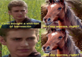 1 just bought a s----ton of ivermectin For my worms, right? For my worms, right?