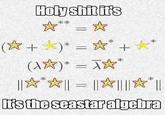 Holyshit it's ** = * (☆ +)* = *+ (A) = T* |文☆|| = ||☆|||★| Its the seastaralgebra