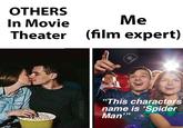 OTHERS In Movie Theater Me (film expert) "This characters name is 'Spider Man 123RF® @123 @TONYZARET