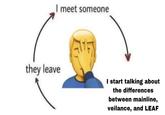 I meet someone they leave I start talking about the differences between mainline, veilance, and LEAF