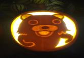 I carved this Pedobear pumpkin for Halloween 2021. I have made a Pedobear 'jack-o-lantern' (they're just called pumpkins in England) every year since 2014 - I think only one person has recognised the character. 