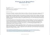 Congress of the United States Washington, DC 20515 October 21, 2021 Dr. Anthony Fauci Director National Institute of Allergy and Infectious Diseases 5601 Fishers Lane, MSC 9806 Bethesda, Maryland 20892 Dear Dr. Fauci, We write with grave concerns about reports of costly, cruel, and unnecessary taxpayer-funded experiments on dogs commissioned by National Institute of Allergy and Infectious Diseases. According to documents obtained via a Freedom of Information Act request by taxpayer watchdog group White Coat Waste Project, and subsequent media coverage', from October 2018 until February 2019, NIAID spent $1.68 million in taxpayer funds on drug tests involving 44 beagle puppies. The dogs were all between six and eight months old. The commissioned tests involved injecting and force-feeding the puppies an experimental drug for several weeks, before killing and dissecting them. Of particular concern is the fact that the invoice to NIAID included a line item for "cordectomy." As you are likely aware, a cordectomy, also known as "devocalization," involves slitting a dog's vocal cords in order to prevent them from barking, howling, or crying. This cruel procedure which is opposed with rare exceptions by the American Veterinary Medical Association, the American Animal Hospital Association, and others?- seems to have been performed so that experimenters would not have to listen to the pained cries of the beagle puppies. This is a reprehensible misuse of taxpayer funds. While documents state that the ostensible purpose of this study was "to provide data of suitable quality and integrity to support application to the U.S. Food and Drug Administration (FDA) and other regulatory agencies," the FDA itself has recently stated that it "does not mandate that human drugs be studied in dogs." This is apparently not the first time that NIAID has commissioned drug tests on dogs in recent years." ' https://dailycaller.com/2021/10/05/antony-fauci-niaid-white-coat-waste-anima-experiment-abuse/ 2 https://www.avma.org/resources-tools/literature-reviews/welfare-implications-canine-devocalization 3 https://wila.com/features/i-team/animals-drug-testing-fda-labs-animals 4 https://dailycaller.com/2021/08/04/anthony-fauci-niaid-georgia-beagle-experiment/ PRINTED ON RECYCLED PAPER