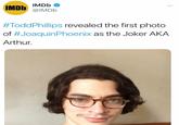 IMDB O IMDB @IMDB #ToddPhillips revealed the first photo of #JoaquinPhoenix as the Joker AKA Arthur.