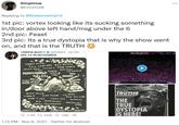 Simphiwe ... @Chrs1228 Replying to @Riddlemethat14 1st pic: vortex looking like its sucking something in/door above left hand/msg under the 6 2nd pic: Feast 3rd pic: Its a true dystopia that is why the show went on, and that is the TRUTH TRAVIS SCOTT V @trvisXX · 26 Uct SEE YA IN NOVEMBER TRNIS SCOTT SzA CHIEP KEEF BAD BVNNY YOUNG THUL MASTER P TAME IMMLA EARTH BABY kEM + YSL 2 SAVALE ASTREUORLD WIND & NOV FIRE EUNERSE LIVE HOUSTON, T Who knows ethat lies beneath the surface he wal ertvat WEEKLY WORLD TRUTHS Roppy RIccH LIL BABY DON TOLIVER CHASE TORO Y mol BIA METRO Boomin YVES TUMOR THE TRUE DYSTOPIA lIS HERE! SHECK WES SoFaybo HowTDN ALL TEEZO TOUCHDOWN STARS MNEMIER SE 22 STVO FESTIMAL MRE PA OUSTON. TEXIS 2 195 17 25,6K ♡ 128K 1:15 PM - Nov 6, 2021 - Twitter for Android ee yun the he