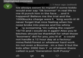 Highlighted comment 1 hour ago (edited) Y Ive always sworn to myself if some kiddo would ever say "Ok boomer" in real life to me ill punch him in the face.and it happend! Believe me the trial and the 1000bucks charge were ft :king worth it! II never forget that nice feeling when his nose broke into pieces and his whiny b* :'hy screaming "im calling the cops!!!" 10/10 and i would do it again! Also you lil bitches should be thankfull for what those "boomers" did for you, you lil słis could not handle a 12 hour day at a factory/ mine/field/forest or whatever hard work. Im not even a Boomer...im a Gen X but the kids after 2000 Gen Y or whatever theire called is just "Generation Soft P----"