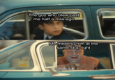 The guy who blew past me half a mile ago Me meeting him at the same stop light