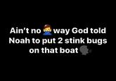 Ain't no way God told Noah to put 2 stink bugs on that boat