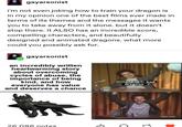 gayarsonist i'm not even joking how to train your dragon is in my opinion one of the best films ever made in terms of its themes and the messages it wants you to take away from it alone. but it doesn't stop there. it ALSO has an incredible score, compelling characters, and beautifully designed and animated dragons. what more could you possibly ask for. gayarsonist an incredibly written heartwarming story about overcoming cycles of abuse, the importance of being kind, and how everyone has value and deserves a chance WHAT IFIT had dragons ? 26 096 notes