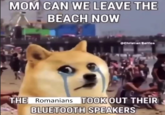 A version of the Mom Can We Leave the Beach Now meme about Romanians