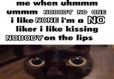 me when uhmmm ummm NOBODY NO ONE i like NONE i'm a NO liker i like kissing NOBODYon the lips