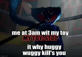 me at 3am wit my toy MY TOY: STOP it why huggy wuggy kill's you imgflip.com