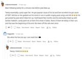 codeinecommando · 14 days ago Been following twisty for a minute now before yeat blew up. Twisty essentially a yeat super fan. He got popular cause of his tat and face tat which he got cause of YEAT. He'd be on live geeked out his mind or sum in public singing yeat songs and s--- O O got posted by yeat which blew him up. FastFoward few months and He eventually linked up with Не kankan Hakeem, candy paint etc at Kans first show in Dallas. None of them let twisty in their cars and that was the beginning of the end. Bro been off the rails ever since Reply Give Award Share Report Save A Tip Follow Kingoo321 · 12 days ago Bro what the face tat say i cant read that s Reply Give Award Share Report Save A Tip Follow codeinecommando · 12 days ago Twizzy I think Reply Give Award Share Report Save A Tip Follow