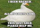 I BEEN HACKED. ALL MY GOOTS GONE. THIS JUST SOLD. PLEASE HELP ME. imgflip.com