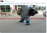 @CallMe_MrRight Forreal man shorts over cookie monster pajama pants? #NewFashionStatementMaaaan