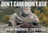 DON'T CARE DIDN'T ASK L+ YOU ARE MAIDENLESS + TOUCH GRACE imgflip.com