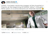 Hideo Kojima's response HIDEO KOJIMA ... @HIDEO_KOJIMA_EN Lately, I've been receiving images of the hospital in Cyprus at the beginning of MGSV. Why? I thought, Nine years in a coma became an Internet meme. 10:33 AM Mar 1, 2022 · Twitter Web App 1,016 Retweets 36 Quote Tweets 11.5K Likes