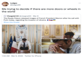 The Renaissance Nude Ledges @ledges96 Me trying to decide if there are more doors or wheels in the world Visegrád 24 @visegrad24 · Mar 8 The Élysée Palace released images of French President Macron after his call with Putin today, regarding the invasion of Ukraine. OJ- Show this thread 1:53 AM · Mar 9, 2022 · Twitter for iPhone