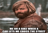 ME ON A BIKE WHEN A CAR LETS ME CROSS THE STREET
