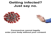 Getting infected? Just say no. COBA Coronavirus cannot legally enter your body without your consent