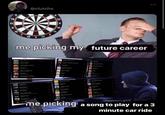 @clutchs 9. 14 13 11 8. 10 16 15 19 3 17 me picking my future career A he IN Man ebo Tenigh Dyow Cne e Caa Tme AnthCre me picking a song to play for a 3 minute car ride