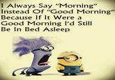 I Always Say "Morning" Instead Of "Good Morning" Because If It Were a Good Morning I'd Still Be In Bed Asleep