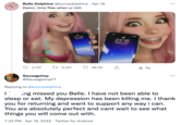 Belle Delphine's Return to Twitter Belle Delphine @bunnydelphine · Apr 18 ... Damn, time flies when ur rich 22:39 Monday 18 Apr 23:16 Monday 18 April 2,737 27 6,227 A Tip 89.3K Sausagelmp @SausagelmpYT Replying to @bunnydelphine King missed you Belle. I have not been able to sleep or eat. My depression has been killing me. I thank you for returning and want to support any way i can. You are absolutely perfect and cant wait to see what things you will come out with. 7:32 PM · Apr 18, 2022 · Twitter for Android