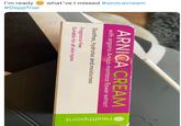 what've I missed #amicacream I'm ready #Depp Trial ARNICA CREAM with organic Arnica montana flower extract Soothes, hydrates and moisturises Fragrance free Suitable for all skin types HP Healthpoint