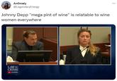 Anomaly @LegendaryEnergy Johnny Depp "mega pint of wine" is relatable to wine women everywhere LAW & CRIME CHANNEL