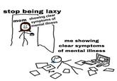 stop being lazy mom showing clear symptoms of mental illness 0% D me showing clear symptoms of mental illness "0