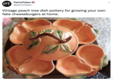 (PT) PatriotTakes @patriottakes Vintage peach tree dish pottery for growing your own fake cheeseburgers at home. :