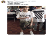 Optimus @SubToOptimus Jul 7, 2020 "Bro who even is Pusha T" "Drake is the GOAT" "Pusha is obsessed with Drake" BAPE SEEING THINGS