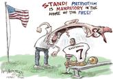 прои водами NICHT ANDERSON HEARST PAPERS STAND! PATRIOTISM IS MANDATORY IN THE HOME OF THE FREE!" KAEPERNICK 7 8 Pated Mice