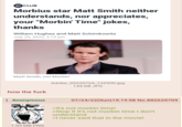 AV CLUB Morbius star Matt Smith neither nor appreciates, understands, your "Morbin' Time" jokes, thanks William Hughes and Matt Schimkowitz July 23, 2022, 2:15 pm Matt Smith, not Morbin' how the f--- Anonymous 1.05 MB PNG Adobe_20220724_132900.jpg 144 KB JPG 07/24/22(Sun)15:19:58 No.882635709 >it's not morbin time! >Stop it it's not morbin time I don't understand >I never said that in the movie!