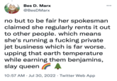 Taylor Swift Private Jet Memes Bes D. Marx @BesDMarx no but to be fair her spokesman claimed she regularly rents it out to other people. which means she's running a f------ private jet business which is far worse. upping that earth temperature while earning them benjamins, slay queen 10:57 AM Jul 30, 2022 Twitter Web App ●