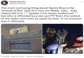 Sophia Narwitz @SophiaNarwitz The most confusing thing about Saints Row is the removal of Rim Jobs (it's now Jim Robs). Like... they clearly did it to """update it for newer audiences””” but who is offended by a sex pun??? Even the wokest of the woke cant even be upset by that. In no universe was it offensive REX LUBRICATION - ENGINE OVERHAUL - TRANSMISSION BRAKES A/C- CUSTOMIZATION - RIMS W 4:24 PM - Aug 22, 2022 · Twitter for iPhone . JR Jimb