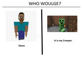 Steve WHO WOULGE? PO It is my Creeper