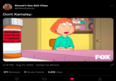 lois looking at pill bottle Sheree's Sea-Salt Chips @littlesillydude Dorit Kemsley: Belvedere Club Soda 3 Lemons Carcass out 3:15 PM - Aug 13, 2022 - Twitter for iPhone 271 Retweets 11 Quote Tweets 2,619 Likes 22 : FOX ↑