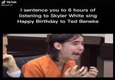 TikTok @justok.21 I sentence you to 6 hours of listening to Skyler White sing Happy Birthday to Ted Beneke