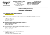 Wyoming Secretary of State Wyoming Secretary of State 2020 Carey Avenue Suite 700 Cheyenne, WY 82002-0020 Ph. 307-777-7311 Limited Liability Company Articles of Organization 1. The name of the limited liability company is: Final Solutions, LLC For Office Use Only Ed Murray, WY Secretary of State FILED: Aug 11 2017 10:16AM Original ID: 2017-000764572 II. The name and physical address of the registered agent of the limited liability company is: Registered Agents Inc. 412 N Main St Ste100 Buffalo, WY 82834 III. The mailing address of the limited liability company is: 30 N. Gould Street Suite 6884 Sheridan, WY 82801 IV. The principal office address of the limited liability company is: 30 N. Gould Street Suite 6884 Sheridan, WY 82801 V. The organizer of the limited liability company is: Registered Agents Inc. 412 N Main St Ste 100 Buffalo, WY 82834
