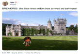 BREAKING: the lisa rinna m&m has arrived at balmoral ryan @ryxnf BREAKING: the lisa rinna m&m has arrived at balmoral 11 ΠΗ 9:03 AM Sep 8, 2022 Twitter for iPhone ...