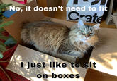 100 No, it doesn't need to fit Crate I just like to sit on boxes
