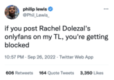 philip lewis @Phil_Lewis_ if you post Rachel Dolezal's onlyfans on my TL, you're getting blocked 10:57 PM. Sep 26, 2022 · Twitter Web App 606 Retweets 164 Quote Tweets 3,350 Likes