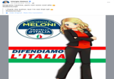 Giorgia Meloni Ⓒ 23 December 2018 - Ringrazio l'autrice, però non sono così alta #MeloniChan I thank the author, but I'm not that tall #MeloniChan * Hide Original Rate this translation GIORGIA MELONI FRATELLI d'ITALIA DIFENDIAMO L'ITALIA