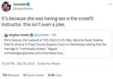 hasanabi @hasanthehun it's because she was having sex w the crossfit instructor. this isn't even a joke. stephen fowler @stphnfwir 10h Perry Greene, the husband of 14th District U.S. Rep. Marjorie Taylor Greene, filed for divorce in Floyd County Superior Court on Wednesday stating that the marriage is "irretrievably broken." #gapol northwestgeorgianews.com/rome/news/loca... 10:04 PM . Sep 28, 2022. Twitter for iPhone 724 Retweets 15 Quote Tweets 19.1K Likes ...