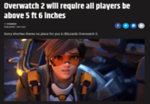 Overwatch above 5 ft 6 inches 2 will require all players be BY NYANSOX PUBLISHED 1 DAY AGO Sorry shorties theres no place for you in Blizzards Overwatch 2. f > in