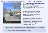 File: 0EA2540E-BDDD-4B4B-A418-0(...).jpg (91 KB, 390x640) German privacy psychosis Straußweg 61 Anonymous 08/09/22(Tue)19:39:33 No.169162605 ► >>169162738 >>169162871 Thanks to Apple Maps, there's finally a street view covering most of 2022 Germany. Instead of being grateful, German b**mers now file complaints against Apple so their houses get hidden like this. | 08/09/22(Tue)19:40:06 No.169162621 ► Anonymous Does this happen in your country?